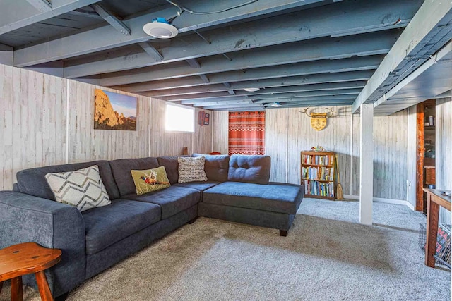 41 Taylor Ave, Deadwood, SD 57732 - carpeted living area with wood walls