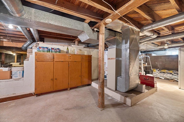 below grade area with heating unit