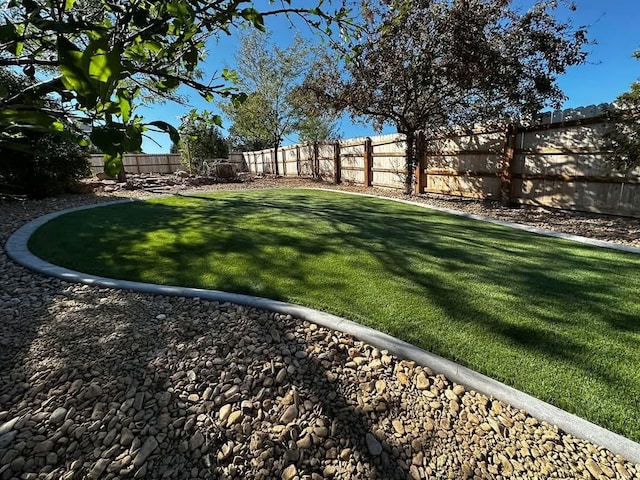 view of yard with a fenced backyard