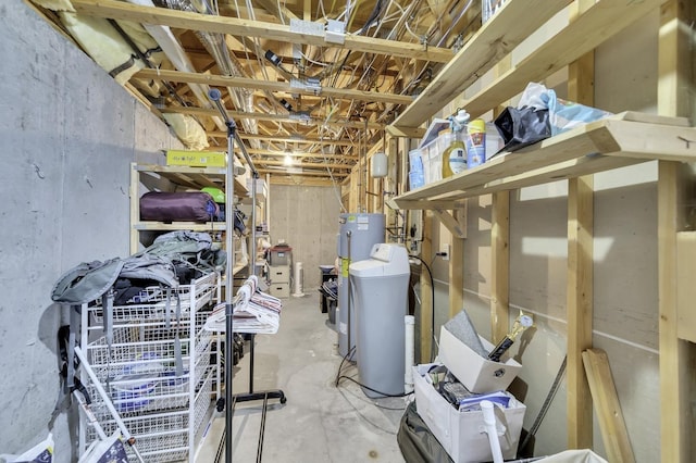 unfinished basement with water heater