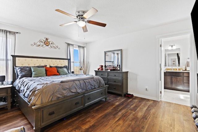 552 Other, Rapid City, SD 57703 - bedroom with wood finished floors, ceiling fan, baseboards, and connected bathroom