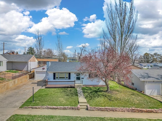 1106 Allen St, Rapid City, SD 57701 - view of front of property with a shingled roof, fence, a front lawn, and covered porch