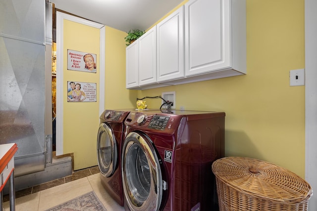 11583 Pay Dirt Pass, Custer, SD 57730 - laundry room with light tile patterned floors, cabinet space, and independent washer and dryer