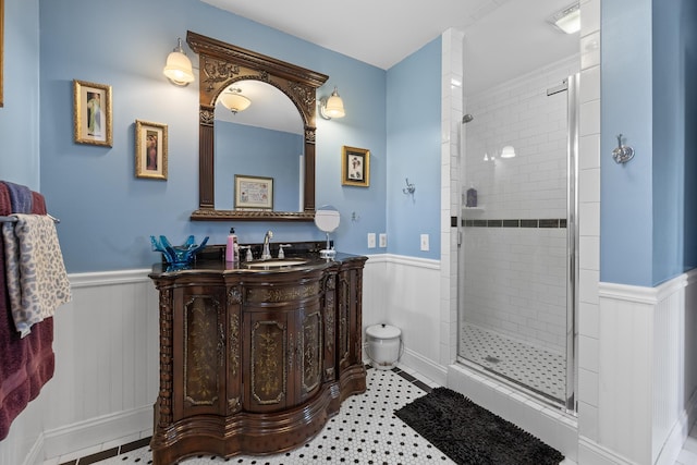 11583 Pay Dirt Pass, Custer, SD 57730 - full bath featuring wainscoting, vanity, and a shower stall