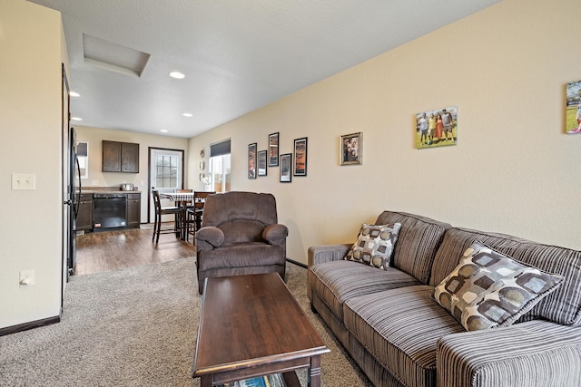 2207 Other, Rapid City, SD 57703 - living room with attic access, baseboards, carpet flooring, and recessed lighting