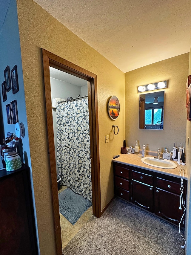 16A Statesboro Dr, Belle Fourche, SD 57717 - bathroom featuring vanity, a textured wall, and a shower with curtain