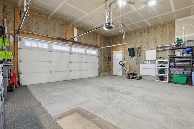 garage with a garage door opener
