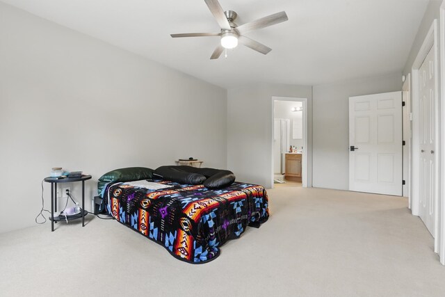 12634 Robins Roost Rd, Hill City, SD 57745 - carpeted bedroom with ceiling fan and ensuite bathroom