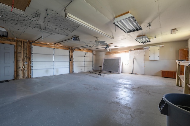 garage with a garage door opener