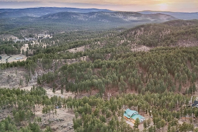 12388 Little Tiger Ln, Hill City, SD 57745 - bird's eye view with a mountain view and a wooded view