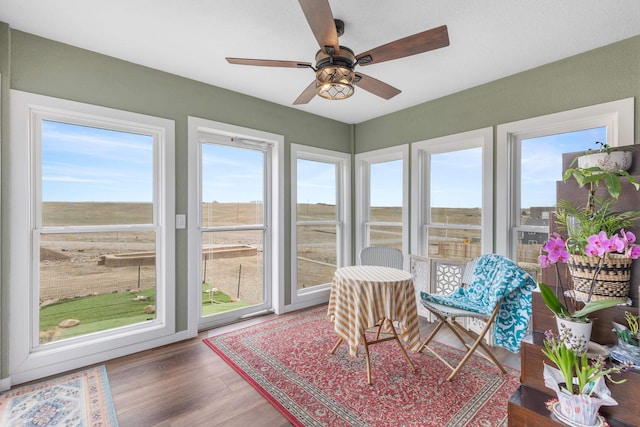 sunroom featuring wood finished floors