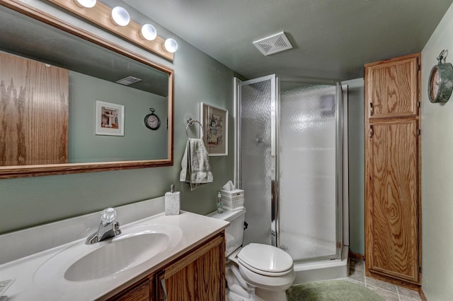 5341 Scrub Oak Cir, Rapid City, SD 57702 - full bath with vanity, visible vents, a shower stall, and toilet