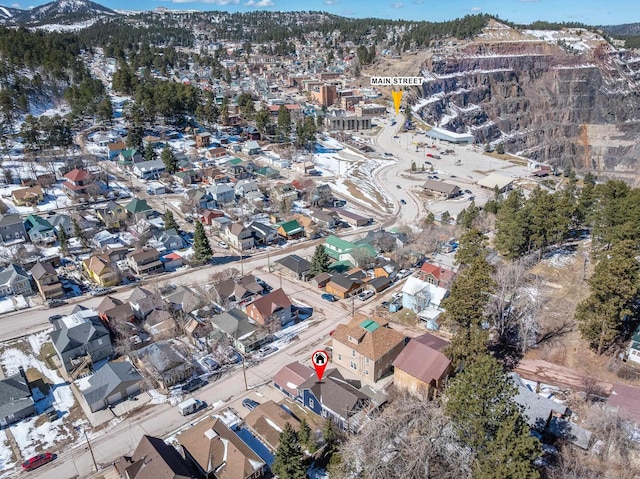 birds eye view of property featuring a residential view and a mountain view