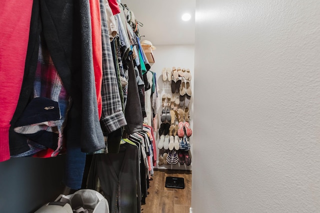 spacious closet with wood finished floors