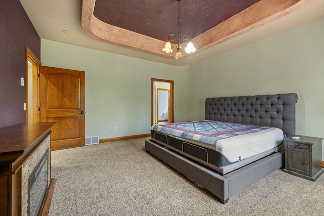 25189 Steckelberg Valley Rd, Custer, SD 57730 - bedroom with an inviting chandelier, baseboards, carpet, and visible vents