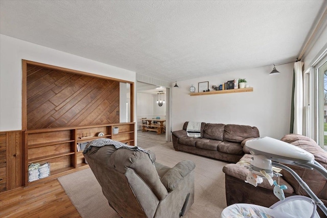 2042 12th Ave, Belle Fourche, SD 57717 - living room featuring a textured ceiling and wood finished floors