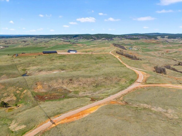 birds eye view of property featuring a rural view