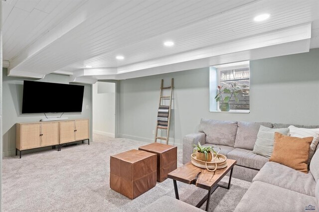 1019 Fulton St, Rapid City, SD 57701 - living area featuring recessed lighting, baseboards, and light carpet