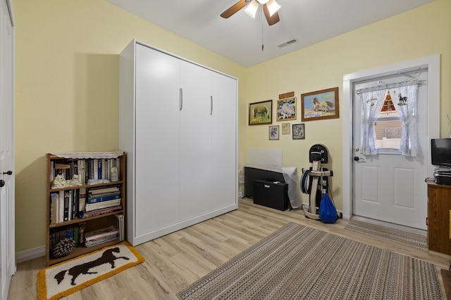 971 Northridge Dr, Rapid City, SD 57701 - interior space with baseboards, ceiling fan, visible vents, and light wood-style flooring