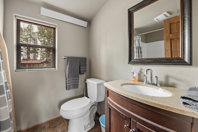 22773 Sunnyside Gulch Rd, Silver City, SD 57702 - full bath with a shower with curtain, baseboards, vanity, and toilet
