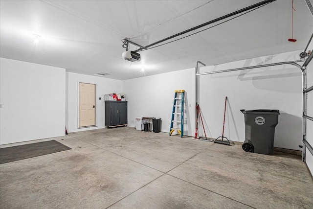 garage with a garage door opener
