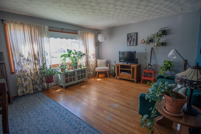 2608 Maple Ave, Rapid City, SD 57701 - living room with a textured ceiling and wood finished floors