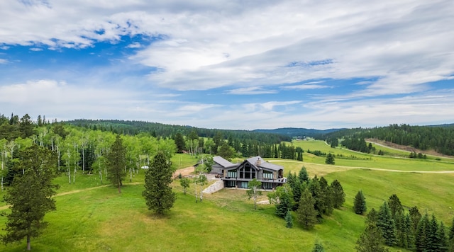 overview of rural landscape with a heavily wooded area