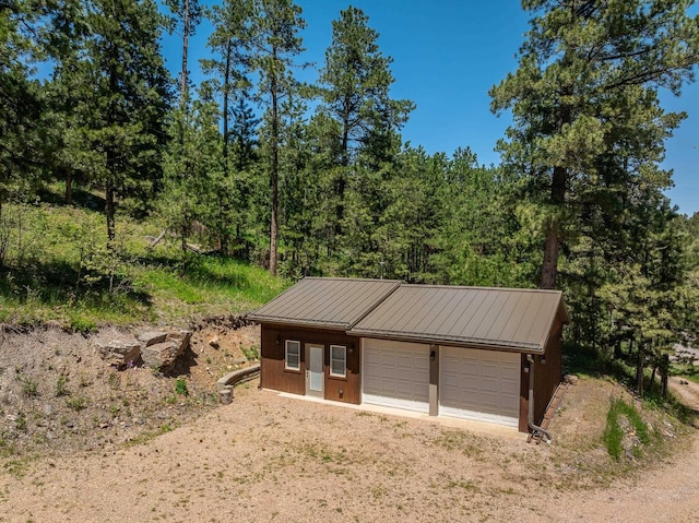 view of detached garage