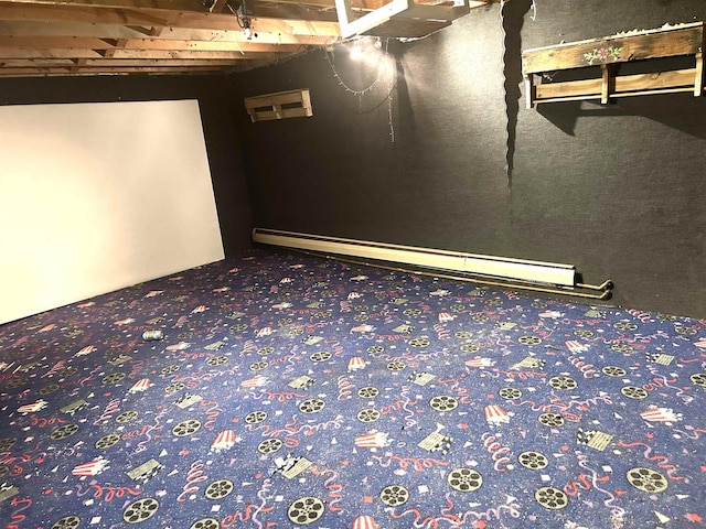 1222 9th Ave, Belle Fourche, SD 57717 - unfurnished room featuring a baseboard heating unit and carpet flooring