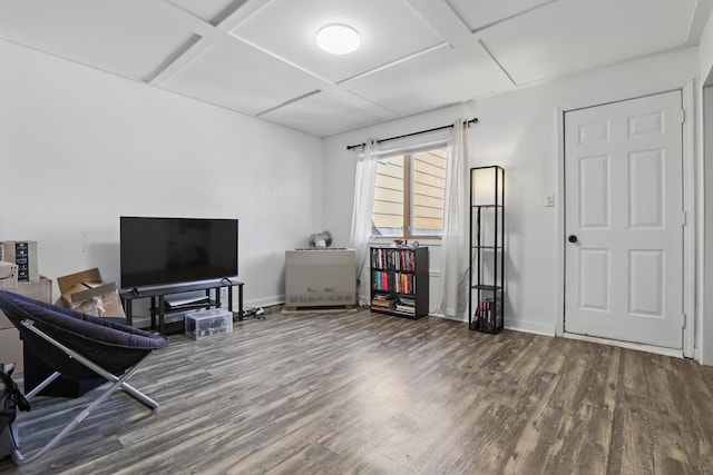101 E Summit St, Lead, SD 57754 - sitting room featuring wood finished floors, coffered ceiling, and baseboards