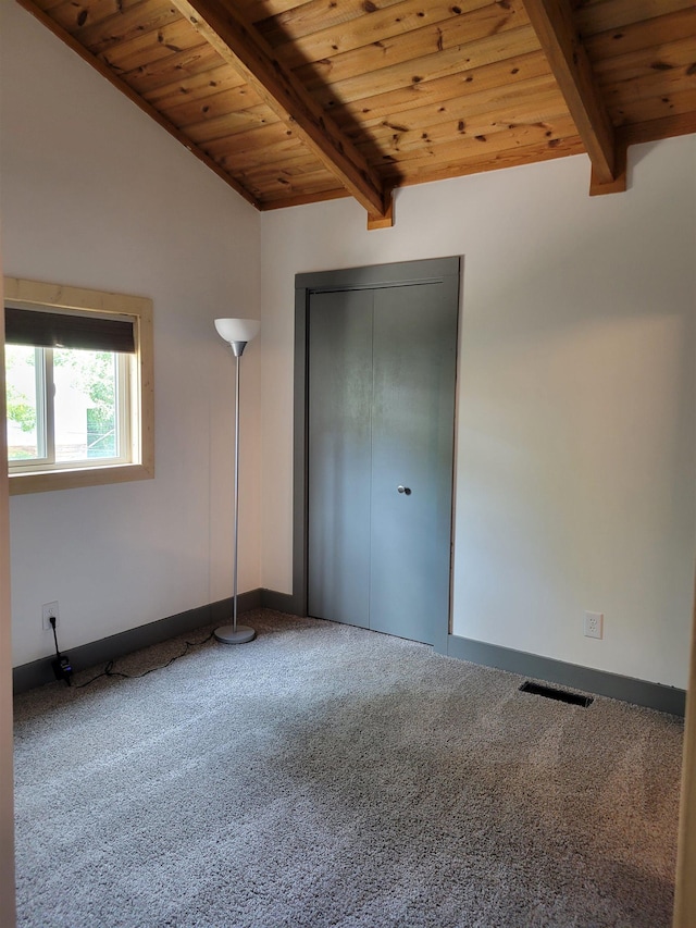125 S Galena St, Lead, SD 57754 - unfurnished bedroom featuring wooden ceiling, carpet floors, a closet, and baseboards