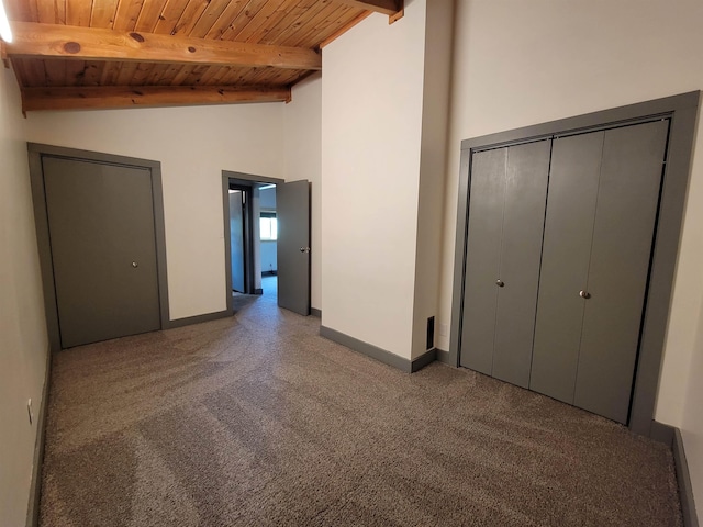 125 S Galena St, Lead, SD 57754 - unfurnished bedroom with wooden ceiling, carpet flooring, baseboards, and a closet