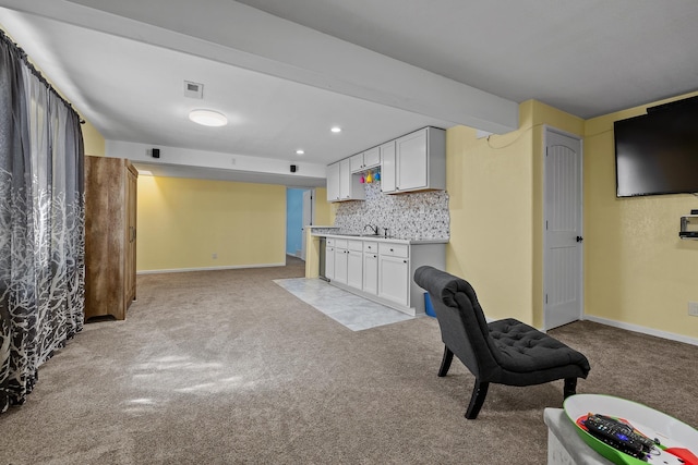 4103 Waterville Ct, Rapid City, SD 57702 - living area featuring light carpet, recessed lighting, and baseboards