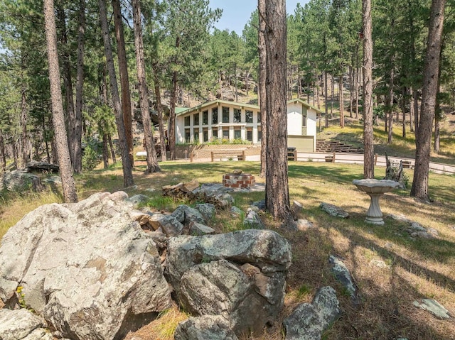 12990 Old Hill City Rd, Keystone, SD 57751 - view of yard featuring a fire pit and fence