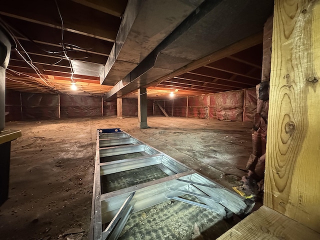 view of unfinished attic