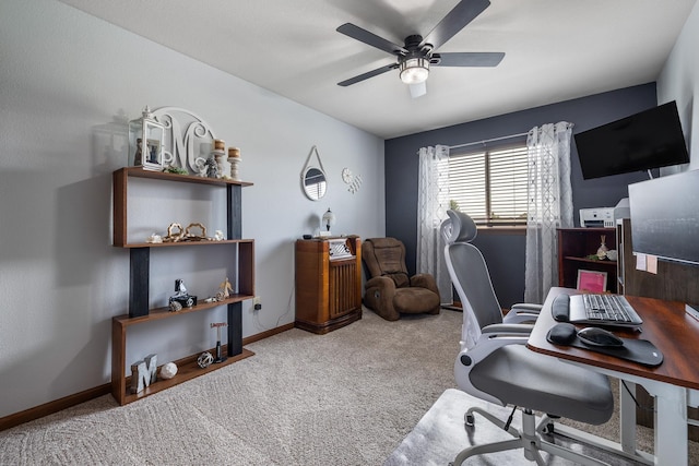 4127 Quiment Ct, Rapid City, SD 57702 - office area featuring carpet, ceiling fan, and baseboards