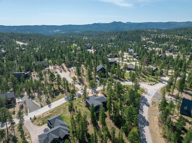 21271 Ridgewood Trl, Lead, SD 57754 - aerial view of property's location with a heavily wooded area and a mountainous background