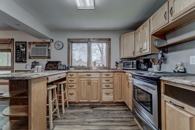 12944 Larene Dr, Black Hawk, SD 57718 - kitchen featuring appliances with stainless steel finishes, light brown cabinets, and open shelves
