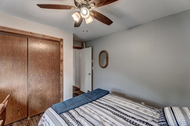 12944 Larene Dr, Black Hawk, SD 57718 - bedroom with wood finished floors, ceiling fan, and a closet
