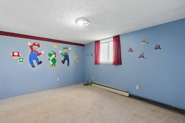 5753 Pluto St, Rapid City, SD 57703 - unfurnished room with a baseboard heating unit, a textured ceiling, carpet, and baseboards