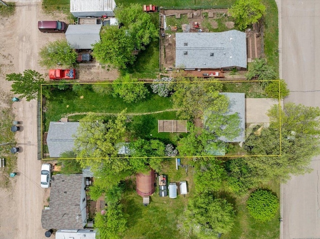 aerial view of property and surrounding area with property boundaries highlighted