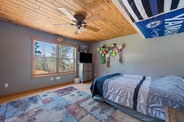 376 Lone Elk Rd, Spearfish, SD 57783 - bedroom with wooden ceiling, ceiling fan, and baseboards