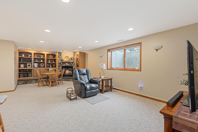 7725 Other, Rapid City, SD 57702 - living room with a fireplace, carpet flooring, recessed lighting, and baseboards