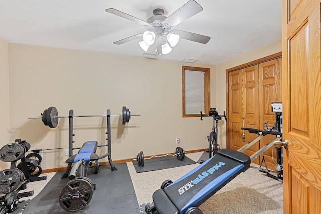 7725 Other, Rapid City, SD 57702 - exercise room with baseboards and ceiling fan