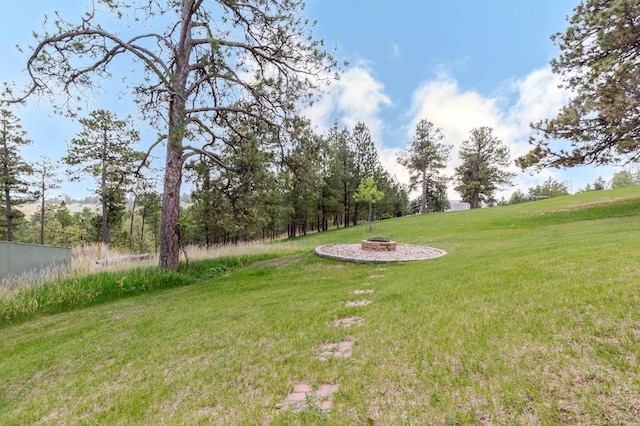 8510 Clarkson Rd, Rapid City, SD 57702 - view of green lawn with a fire pit