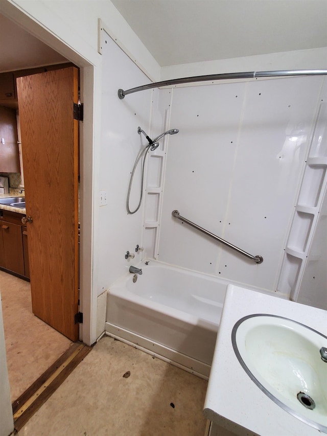 400 5th Ave, Edgemont, SD 57735 - full bath featuring bathing tub / shower combination, vanity, and concrete flooring