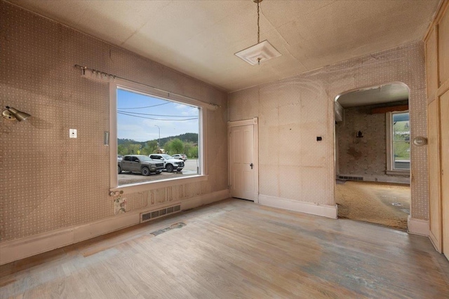 308 Main St, Deadwood, SD 57732 - empty room with arched walkways, wood finished floors, and baseboards