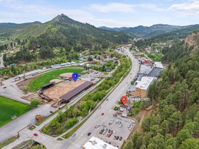 308 Main St, Deadwood, SD 57732 - aerial view of property's location featuring mountains