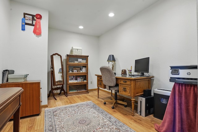 18977 Black Angus Ln, Belle Fourche, SD 57717 - office area featuring light wood-type flooring and recessed lighting
