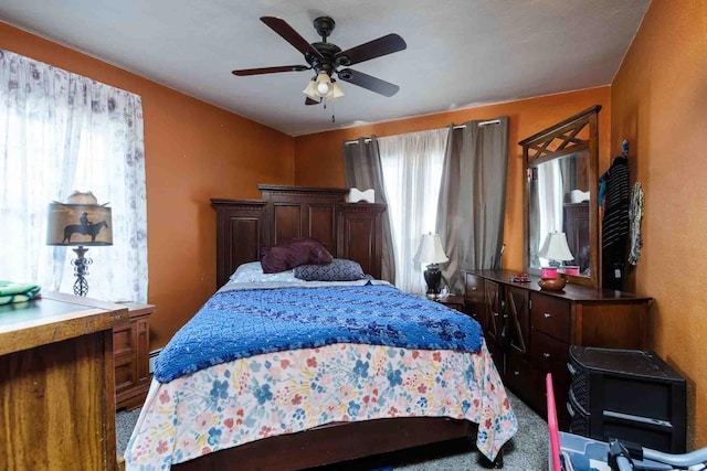 1007 Elkhorn St, Belle Fourche, SD 57717 - carpeted bedroom with multiple windows and a ceiling fan